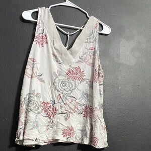 Maurices Floral Embroidered V-Neck Blouse - Pink and Gray